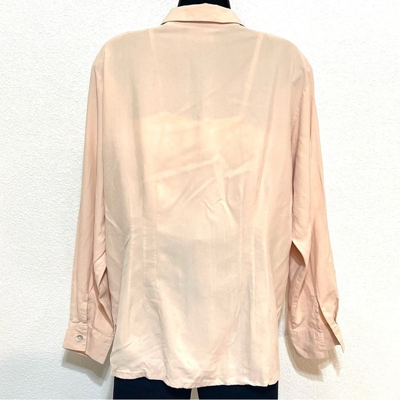 Edward Woman 100% SILK Light Salmon Long Sleeve Button Shirt Size XL - Picture 4 of 12